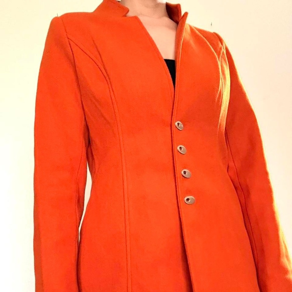 Bright Orange Structured Button Coat - image 6